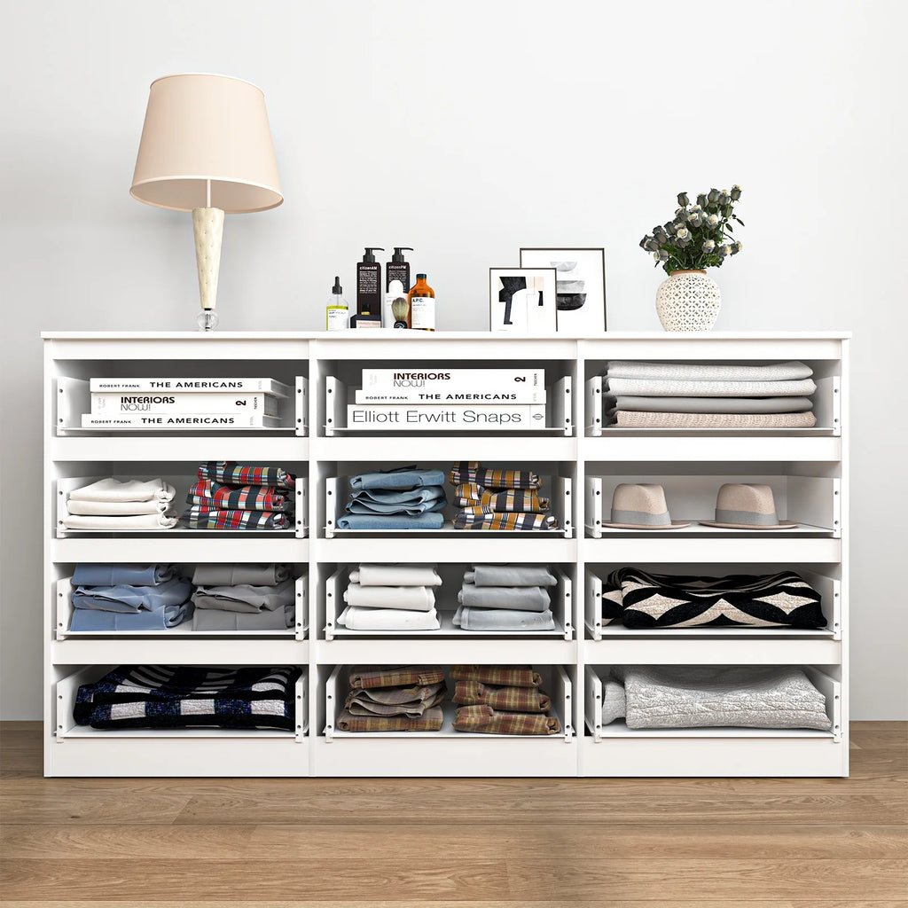 Resenkos Mid Century Modern 8 Drawer Dresser for Bedroom with Hidden Handle White