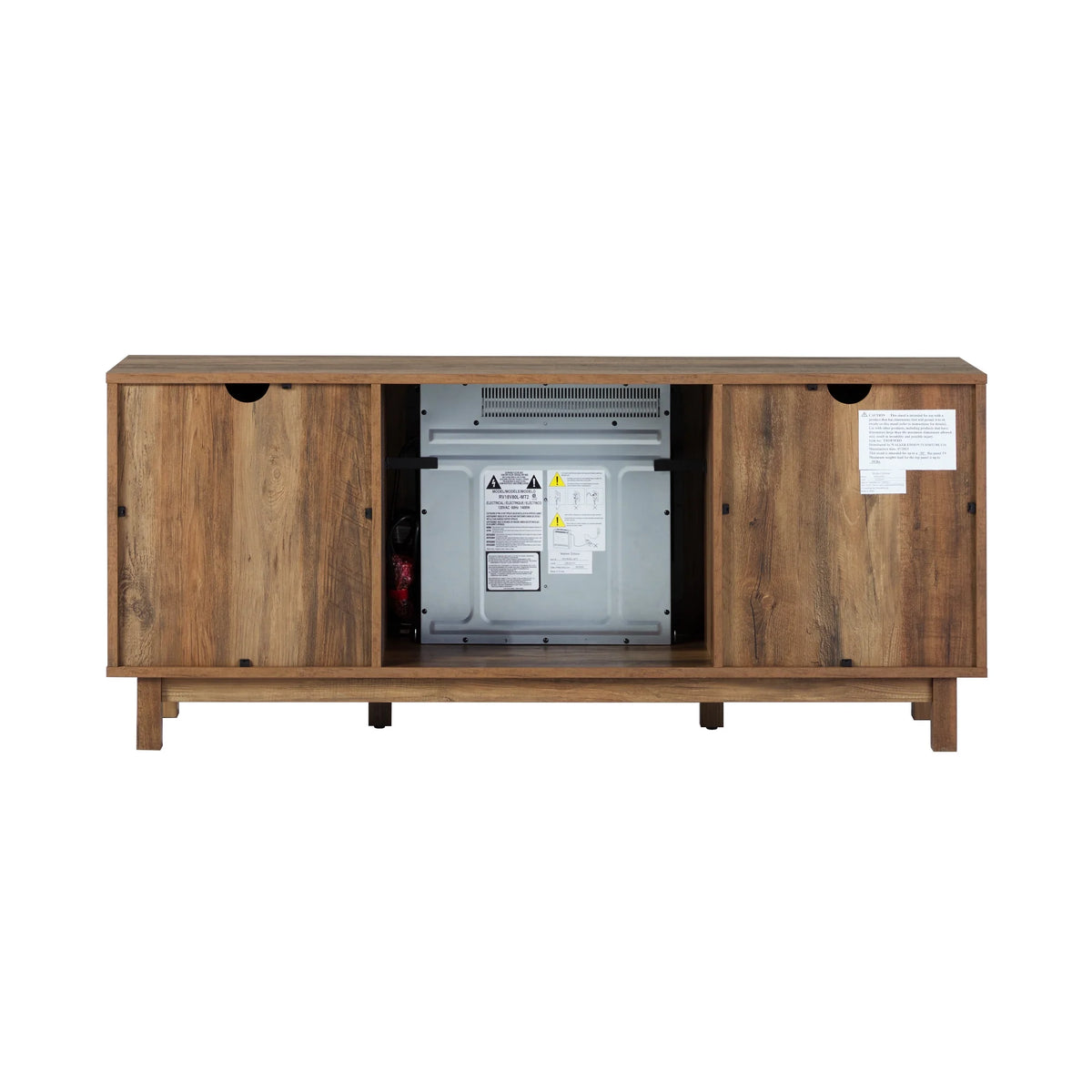 Walker Edison Transitional 2-Door Fireplace TV Stand for TVs up to 65, Reclaimed Barnwood