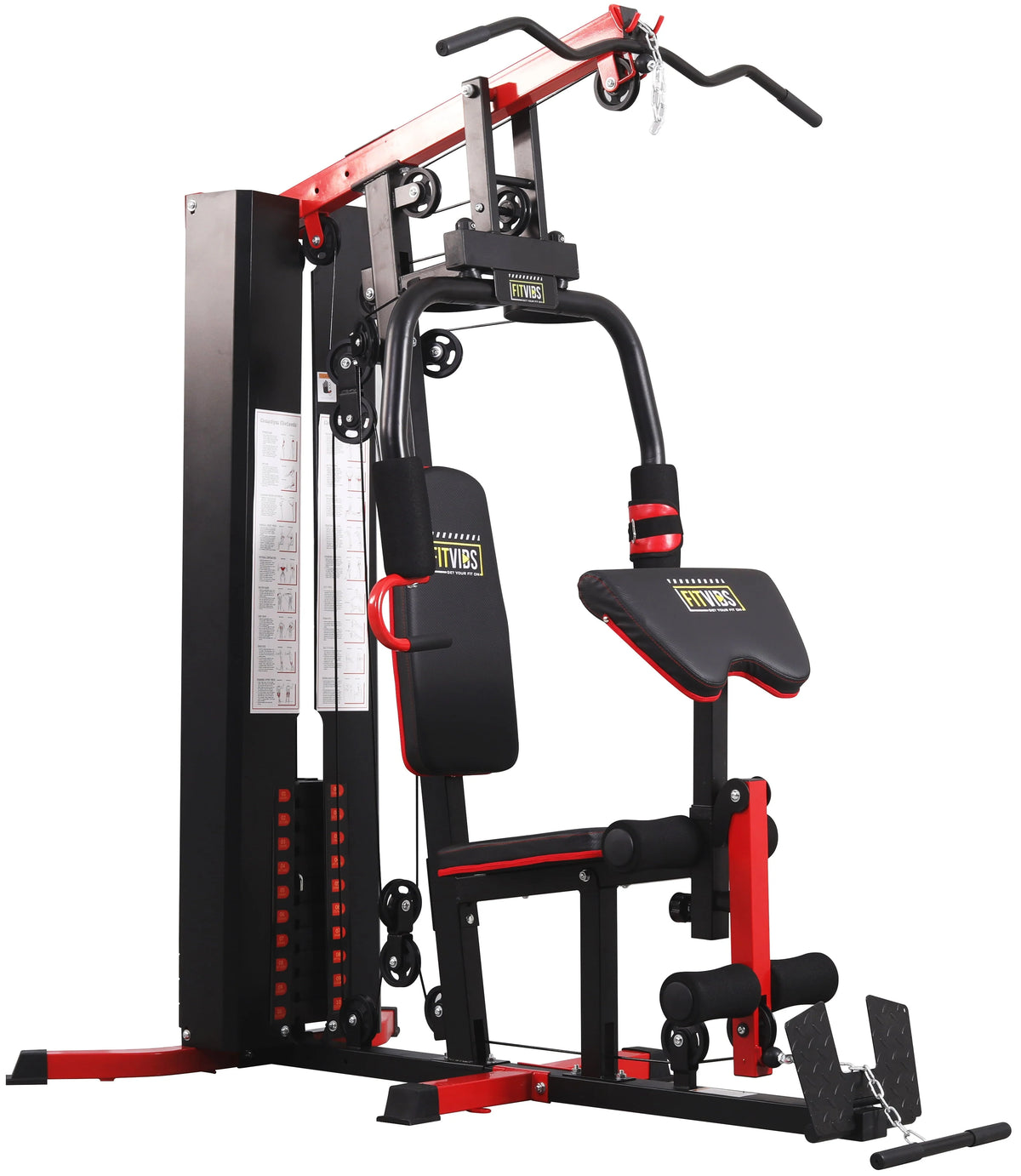 Fitvids LX750 Home Gym System Workout Station with 330 Lbs of Resistance, 122.5 Lbs Weight Stack, One Station, Comes with Installation Instruction Video, Ships in 5 Boxes