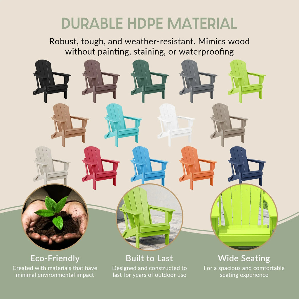 Westintrends Outdoor Folding HDPE Adirondack Chair, Patio Seat, Weather Resistant, Dark Brown