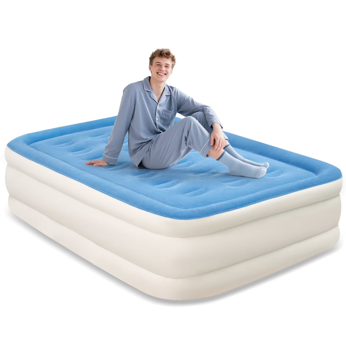 EGGORY King Size Air Mattress with Built-in Pump Inflatable Air Beds, Puncture-Resistant for Camping & Trip & Home