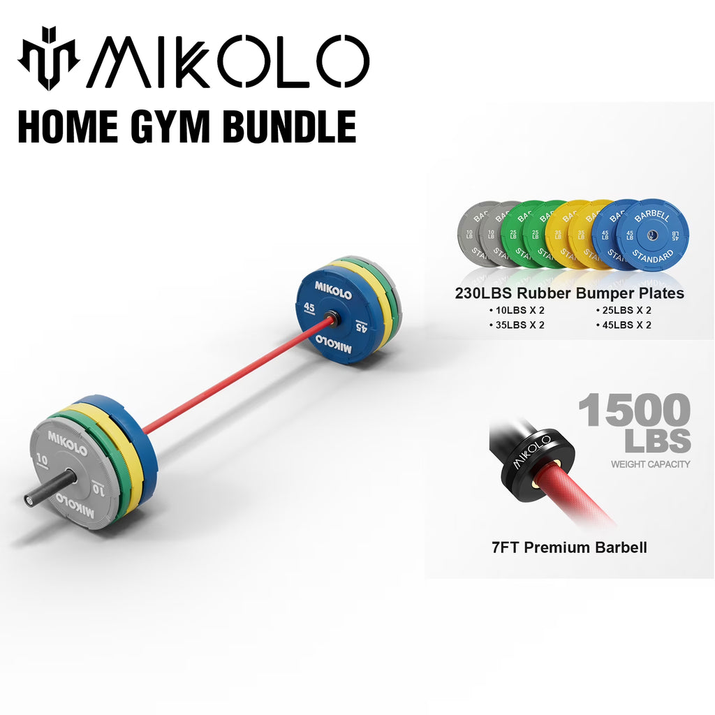 Mikolo 7ft Olympic Barbell, Barbell for Weightlifting and Powerlifting 45lb, Olympic Bar for 1500lbs Capacity, Weight Bar Fit 2 Standard Weights