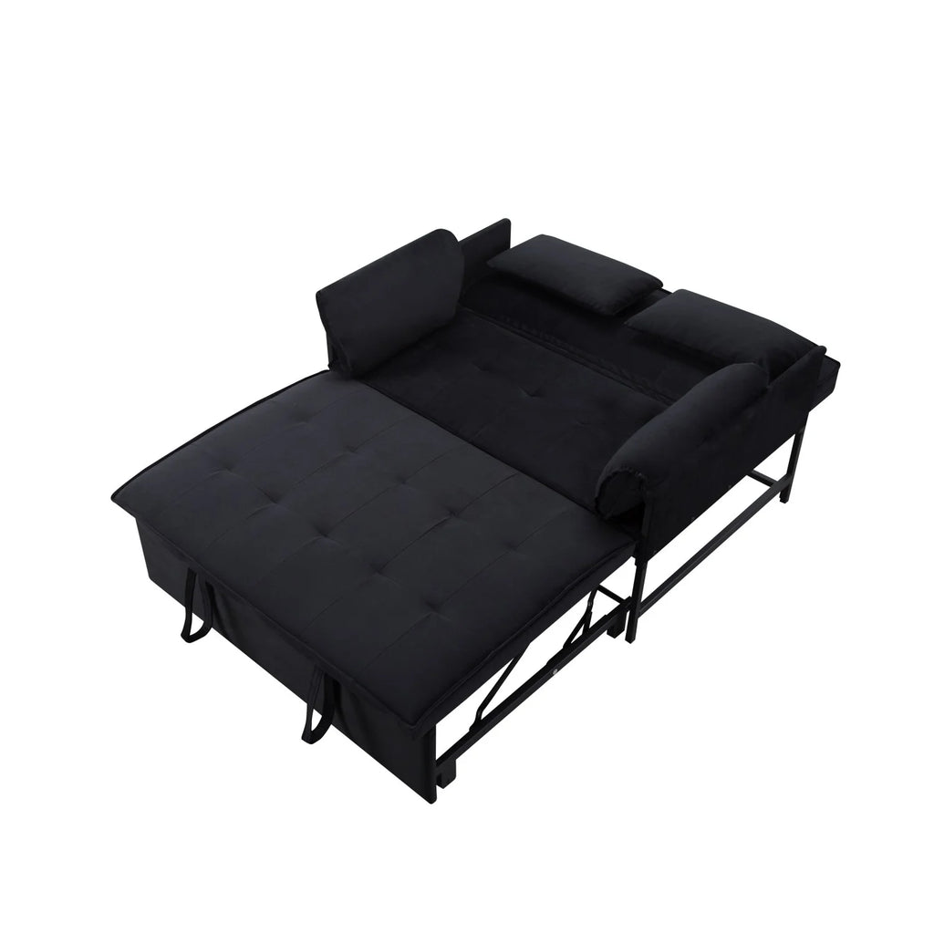 Gewnee 46" Velvet Sleeper Sofa Reclining Convertible Futon Couch Bed for Living Room, Guest & Small Spaces(Black)