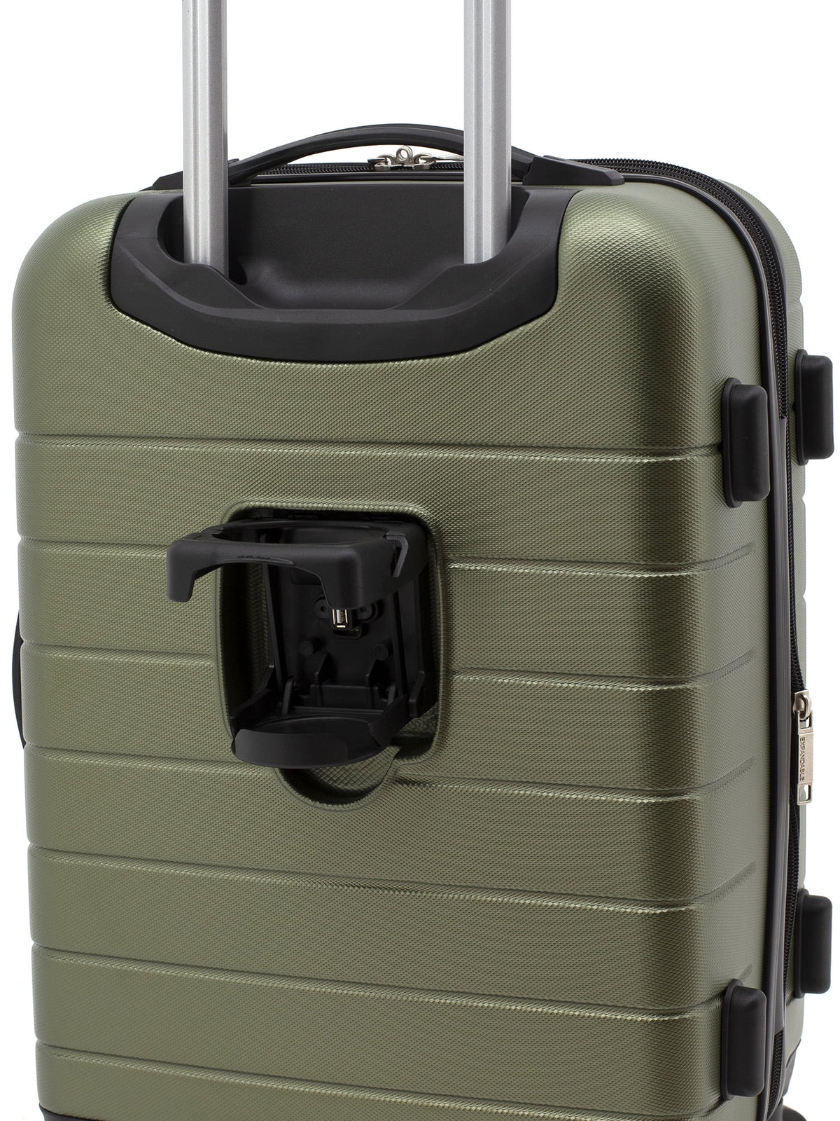 Wrangler 3 Piece Luggage Set with Cup Holder and USB Port, Olive Green