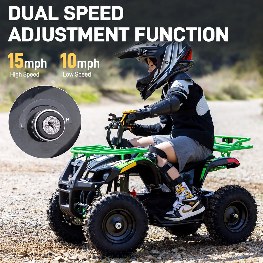 Aoemoe 500W 36V Battery-Powered Ride-On Off-Road 4-Wheeler 15 Mile Range, Flame
