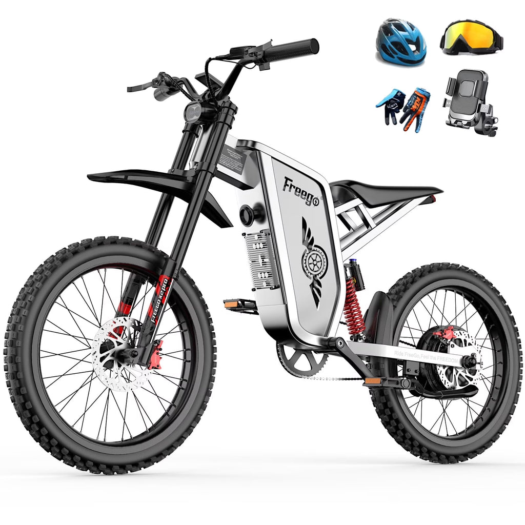 6000W(Peak) Motor 60V/35Ah Battery, Freego X2Pro Electric Motorcycle for Adults, Electric Bike  50MPH/7 Speed Off Road Electric Bicycle,19x2 Full Suspension/Four-Piston Hydraulic Brake UL2849MTB