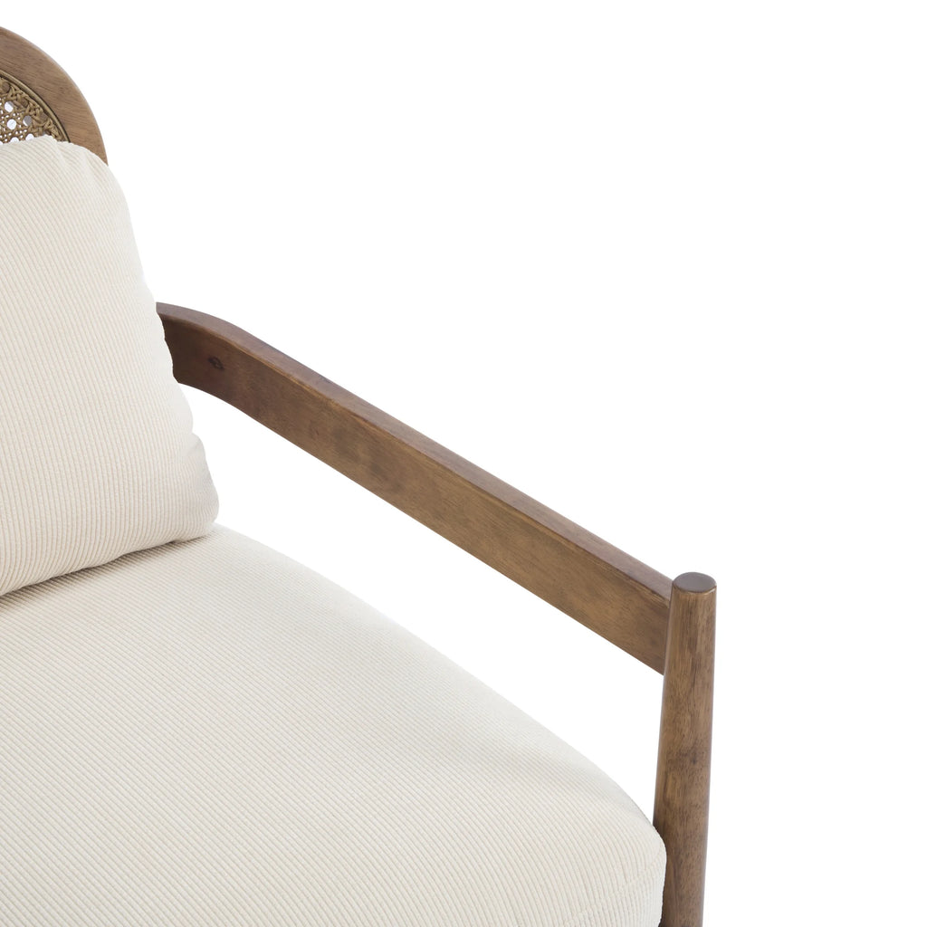 Christopher Knight Home Mid-Century Modern Accent Chairs, Wood Frame with Rattan Backrest, Grayish Green, Set of 2