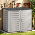 51 Cu Ft Outdoor Storage Shed, Resin Storage Cabinet with Door & Lock, Multi-Purpose Outdoor Shed for Garbage Cans, Garden Tools, Bikes, Easy to Assemble, Gray