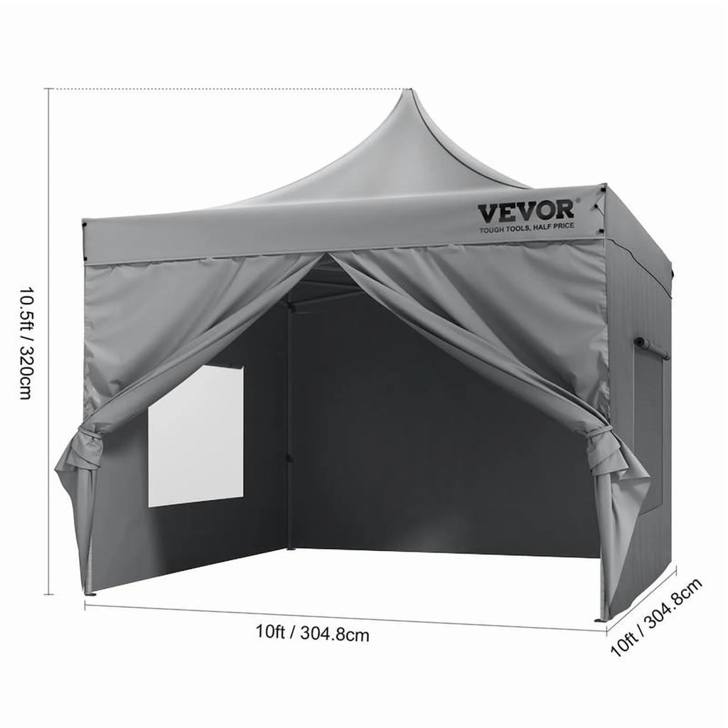 VEVOR 10x10 FT Pop up Canopy with Removable Sidewalls, Instant Canopies Portable Gazebo & Wheeled Bag, UV Resistant Waterproof, Enclosed Canopy Tent for Outdoor Events, Patio, Backyard, Party, Camping