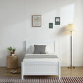 Zimtown Twin Bed Frame,Solid Pine Wood Kids Twin Platform Bed Frame, Bedroom Twin Bed with Headboard for Adults, White
