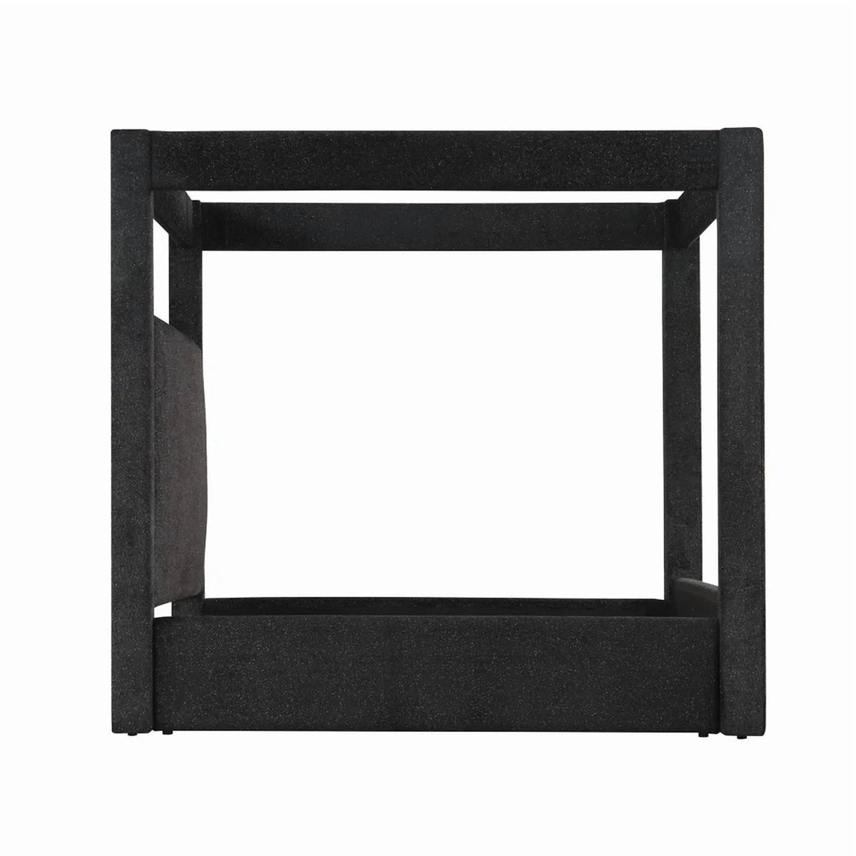Modern Black Upholstered Canopy Bed California King Size Platform Bed, Bedroom Furniture Wooden Bed