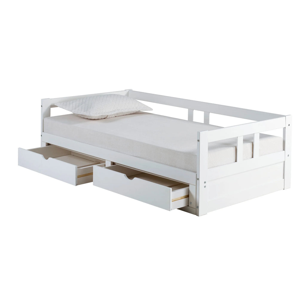Melody Twin to King Extendable Day Bed with Storage White