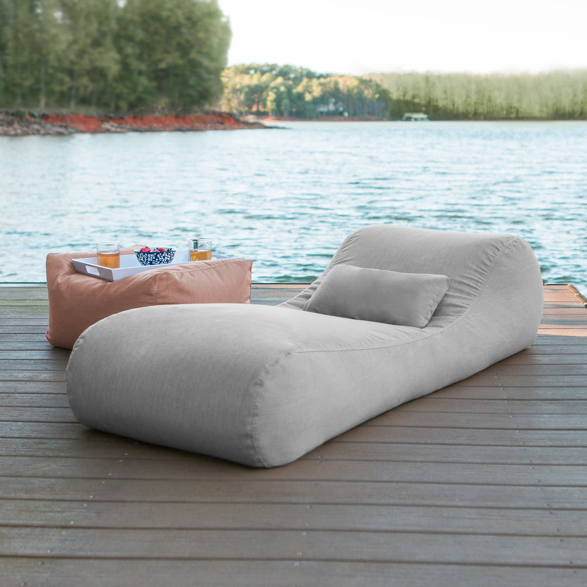 Jaxx Bean Bags Jaxx Arlo Outdoor Bean Bag Lounge with Pillow Granite