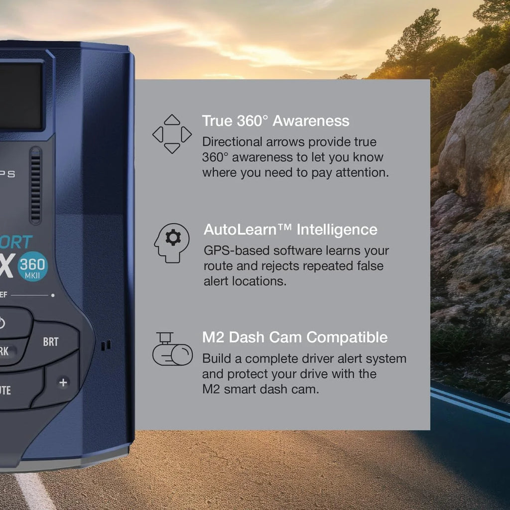 Escort MAX 360 MKII Bluetooth Radar Detector (Blue Edition), 360 Awareness, Exceptional Range, Apple CarPlay & Android Auto