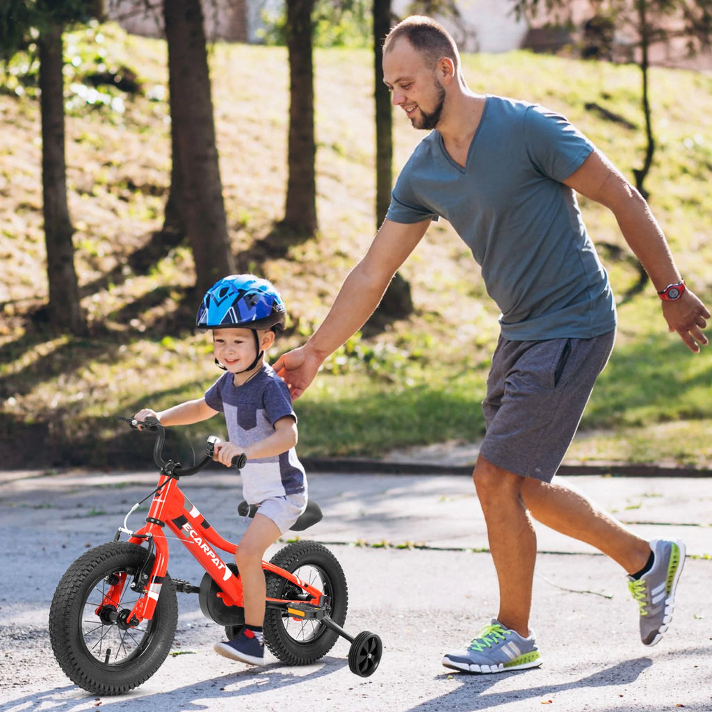 iRerts Kids Bike with Training Wheels, 18 Inch Boys Girls Bike for Kids Ages 4-9 Years Old, Children Bicycle with Front V Brake, Rear Holding Brake, Red