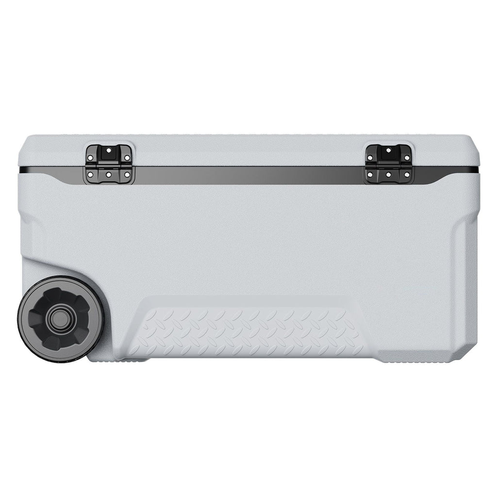 74 QT Wheeled Cooler - 120 Can Capacity Portable Ice Chest with Heavy-Duty Wheels & Cup Holders, Insulated Outdoor Cooler for Camping, Tailgating, Beach & BBQs, Leak-Proof Drain & Extended Cold Reten