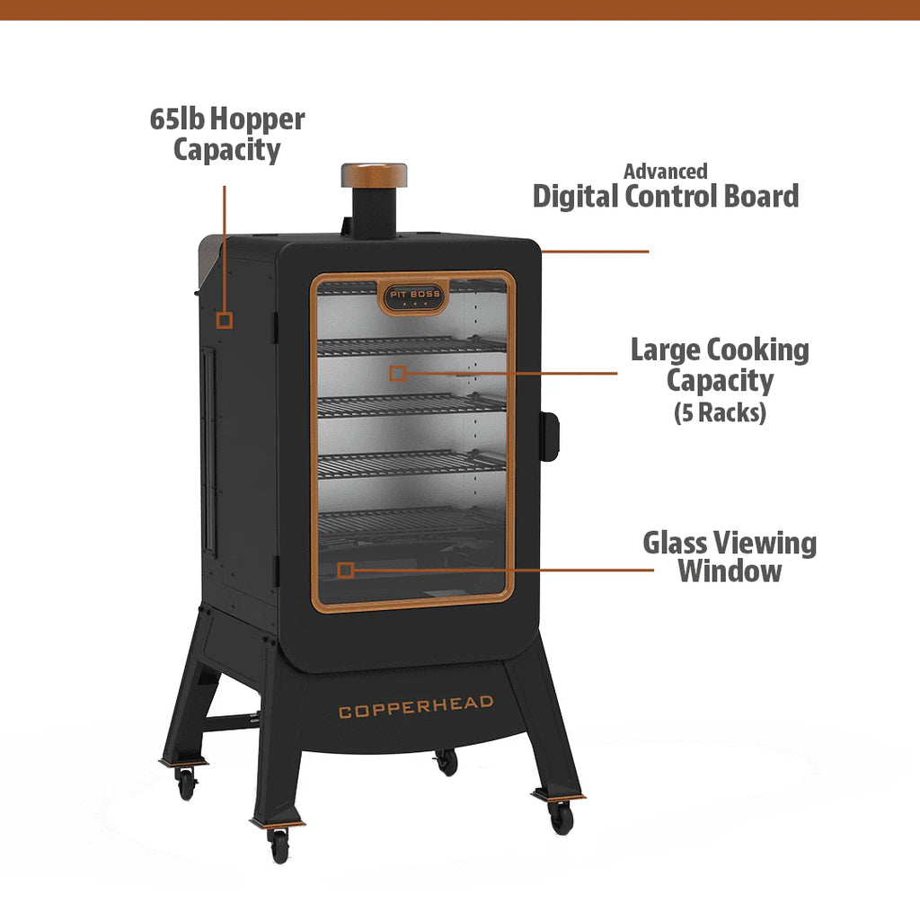 Pit Boss Copperhead 1300 Sq in Vertical Wood Pellet Smoker - Onyx Edition