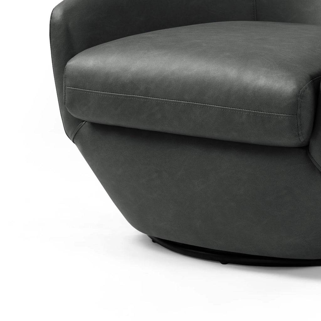 DREAMSIDEA Faux Leather Swivel Accent Chair Sets of 2 360 Swivel Barrel Chair,Swivel Club Sofa for Living Room, Bedroom, Office,Brown