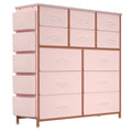 KATIDAP Dresser for Bedroom with 12 Drawer, Dressers & Chests of Drawers for Hallway, Entryway, Storage Organizer Unit with Fabric, Sturdy Metal Frame, Wood Tabletop, Easy Pull Handle,Pink