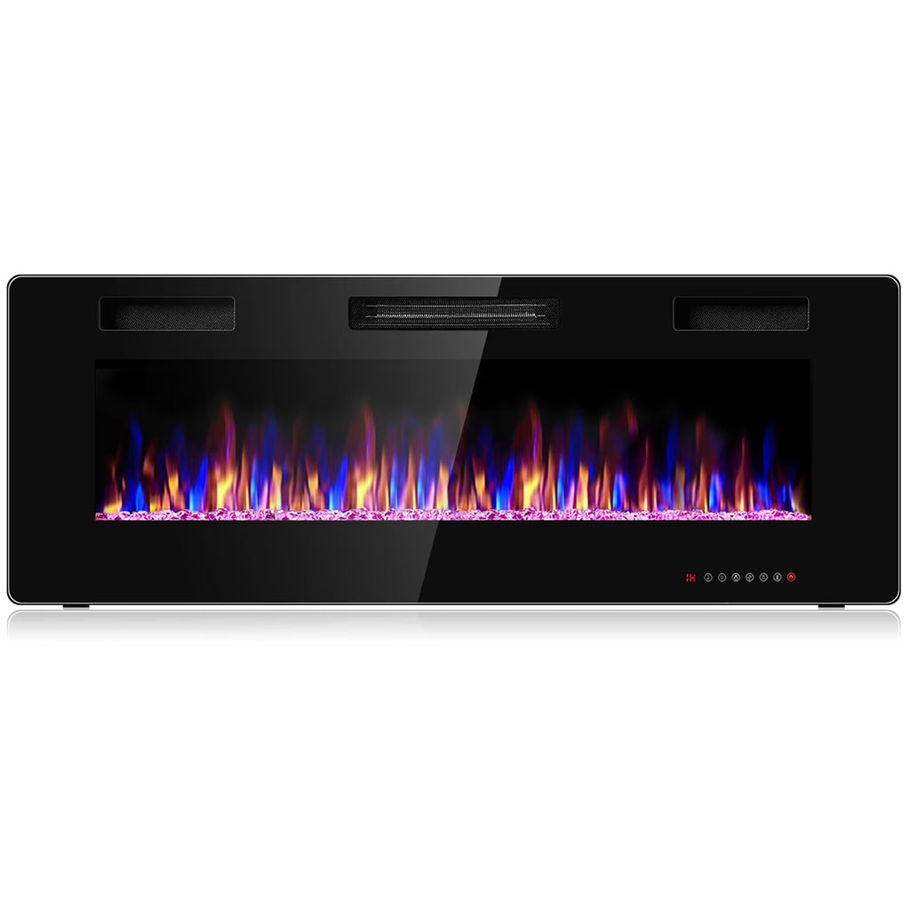 Costway 36'' Electric Fireplace Recessed Ultra Thin Wall-Mounted Heater w/Multicolor Flame