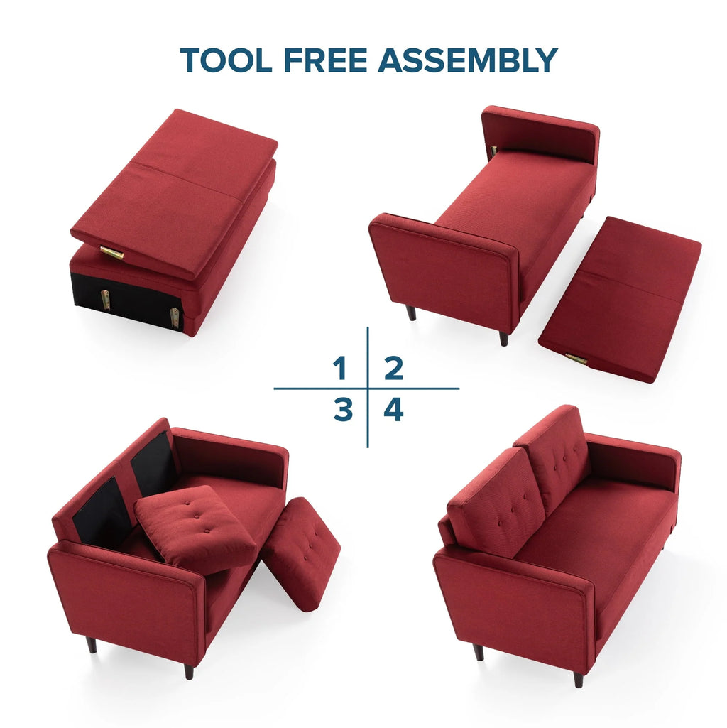 Zinus Mikhail 2-Seater Loveseat, Ruby Red
