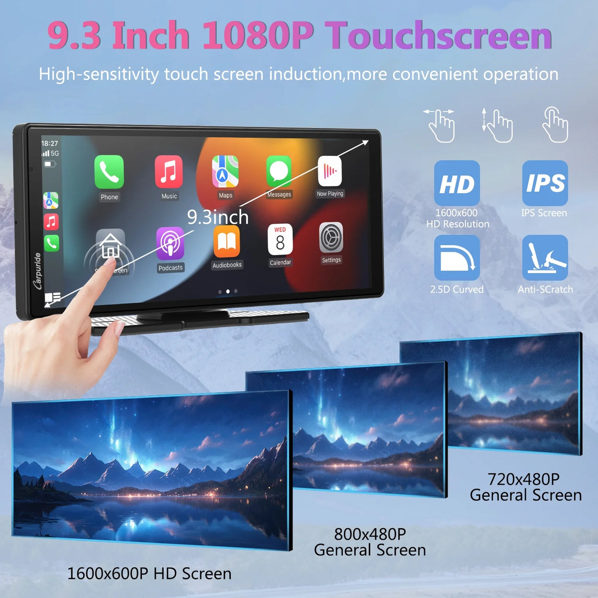 Carpuride Wireless Carplay Android Auto with 4K Front Dash Cam  1080P Rear Cam,10.26" HD IPS Touch