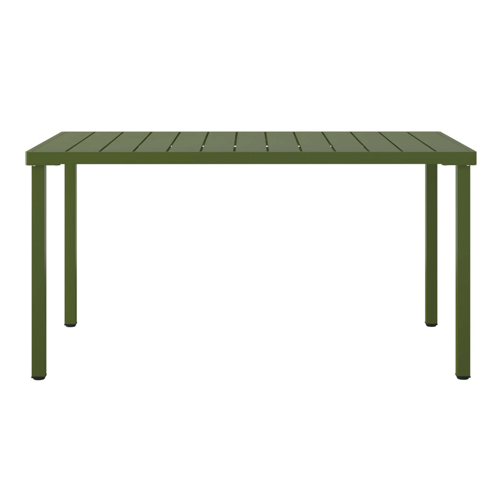 WestinTrends Playa 59" Iron Metal Outdoor Rectangular Patio Dining Table For 6, Olive Green