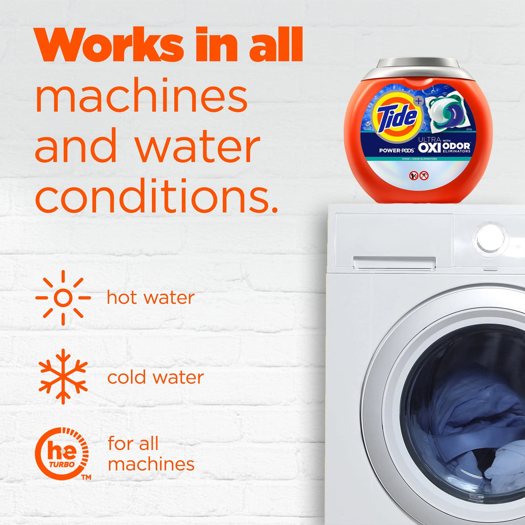 Tide Power Pods Laundry Detergent Soap Packs with Ultra Oxi, Spring Meadow, 25 Ct