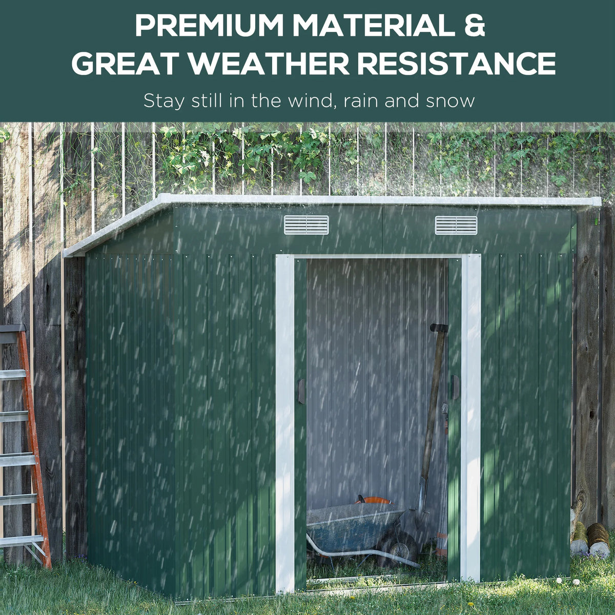 Outsunny Metal Outdoor Storage Shed with Lockable Doors, 3.3' x 3.4', Brown