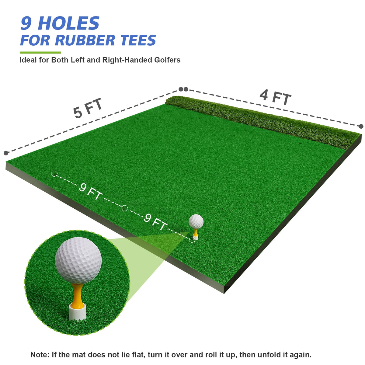 WFUN 5x4ft Hitting Thickened Artificial Turf Practice Golf Mat for Outdoor & Indoor, Gifts for Men/Golfers