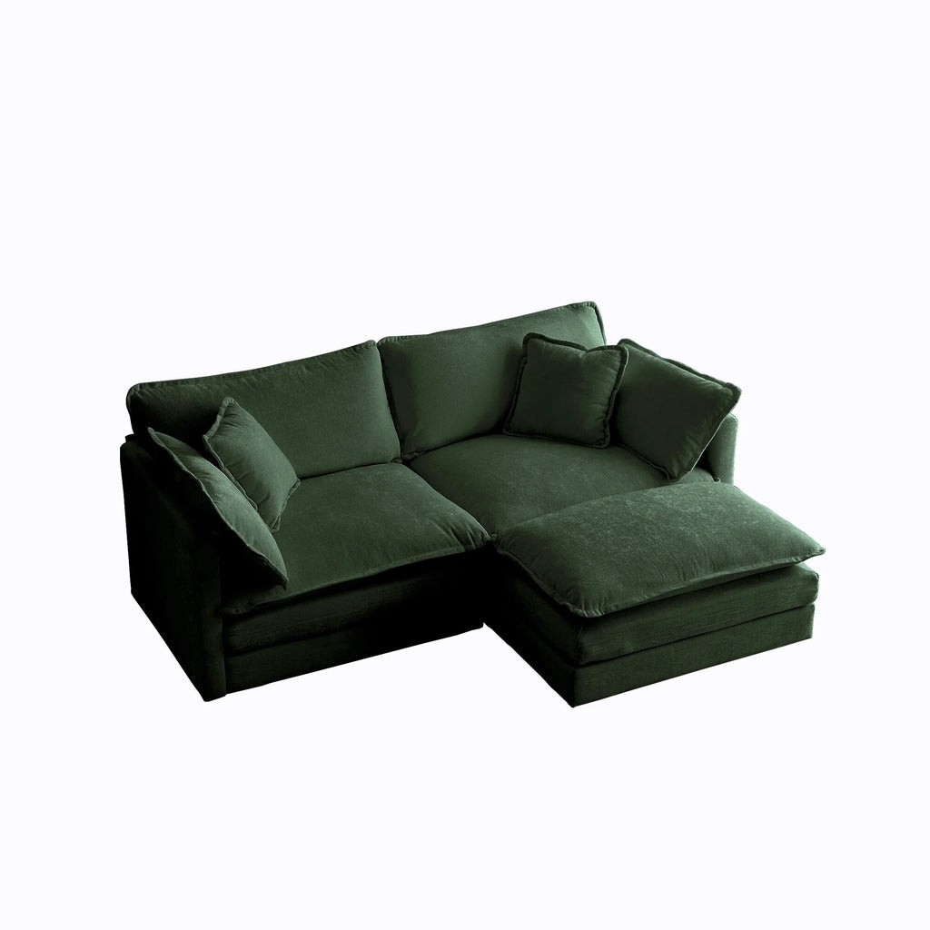 Comfy Deep Seat Sofa Chair, Upholstered Chenille Fabric Armchair with Toss Pillow for Living Room, Bedroom - Beige, Sturdy Wood Frame, 22+ Combination Options