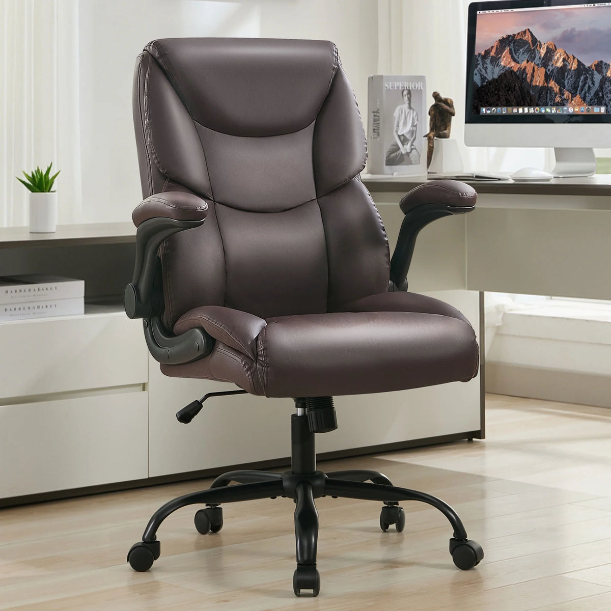 JONPONY Big and Tall Office Chair Wide Seat Ergonomic Computer Desk Chair High Back Executive Leather Chair Adjustable Task Chair Lumbar Back Support 8 Hours Heavy Duty Design,Black