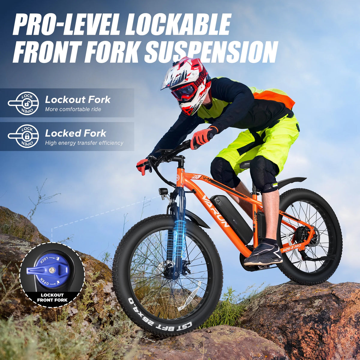 VARUN Electric Bike for Adults, 26" Fat Tire Ebike with Peak 750W 48V 13AH Battery, Electric Mountain Bicycle for Men & Women with 25MPH 50Miles