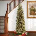 9 ft Pre-Lit Carolina Pine Slim Artificial Christmas Tree with 800 Clear Lights, Slim Profile
