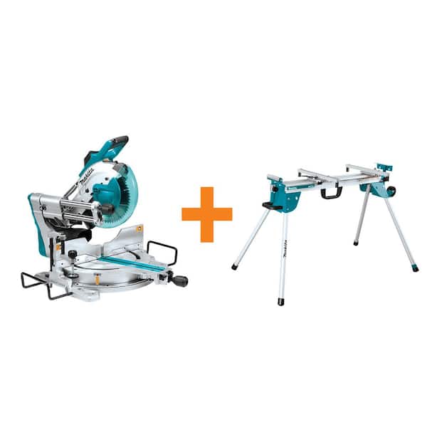 15 Amp 10 in. Dual Bevel Sliding Compound Miter Saw with Laser/Bonus Compact Folding Miter Saw Stand