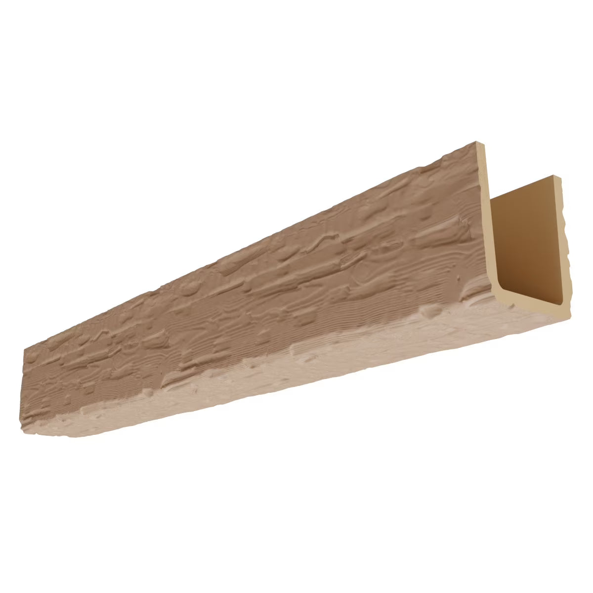 Ekena Millwork 3 1/2"W x 3 1/2"H x 120"L 3-Sided (U-Beam) Salvaged Timber HeritageTimber Faux Wood Ceiling Beam, Kona Brown