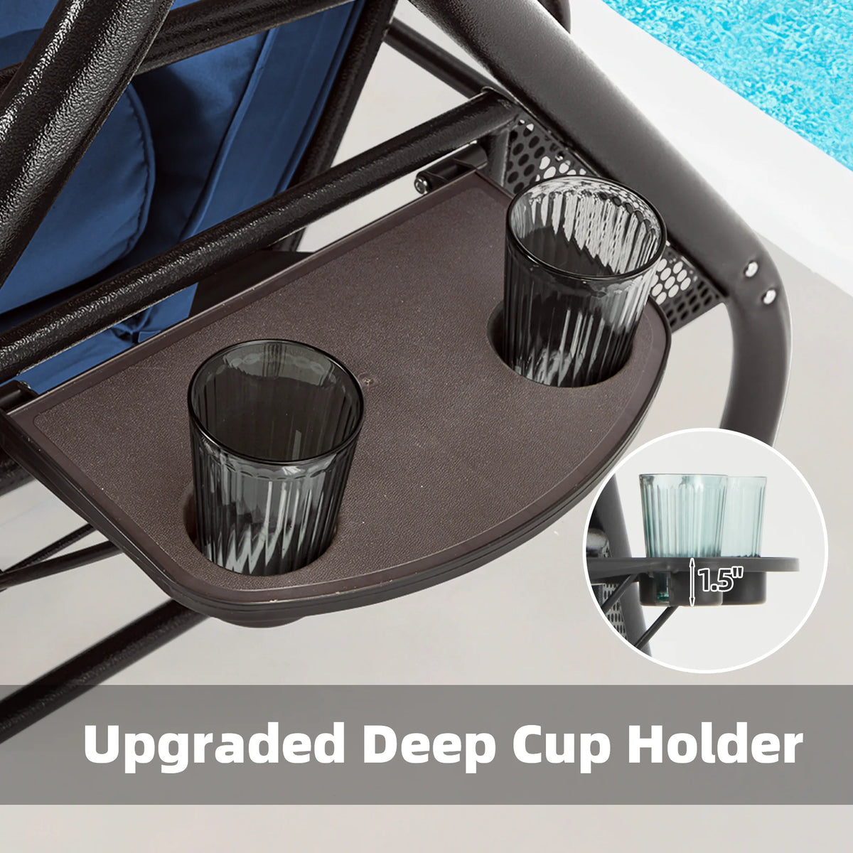Homrest 3 Seat Outdoor Porch Swing with Adjustable Canopy, Cushions, and Cup Holder - Wine Red
