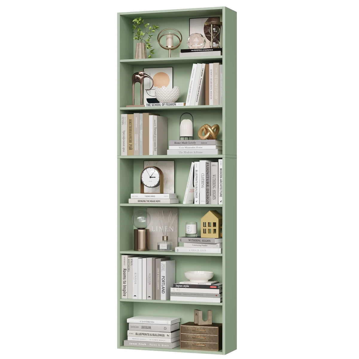 Homfa 82" Tall Bookcases, Freestanding Display Storage Shelves, 7-Tier Open Bookshelf for Home Office Living Room Bedroom, White