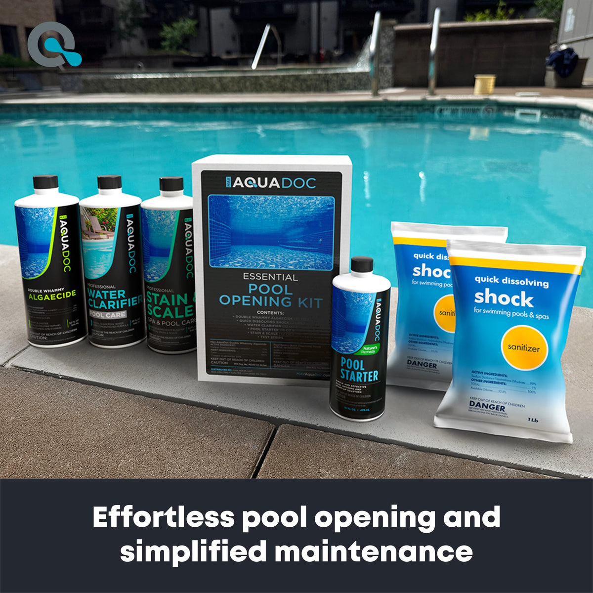 Pool Opening Kit - Pool Starter Kit for Inground Pool & Above Ground Pool Chemical Starter Kit to Open Your Pool - AquaDoc Pool Start Up Chemical Kit Designed for 15000 to 20000 Gallon Pool