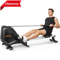 UREVO Foldable Rowing Machine, Folding Exercise Rower with Aluminum Rail, LCD Monitor, 8 Level Adjustable Resistance, 265 lb Weight Capacity