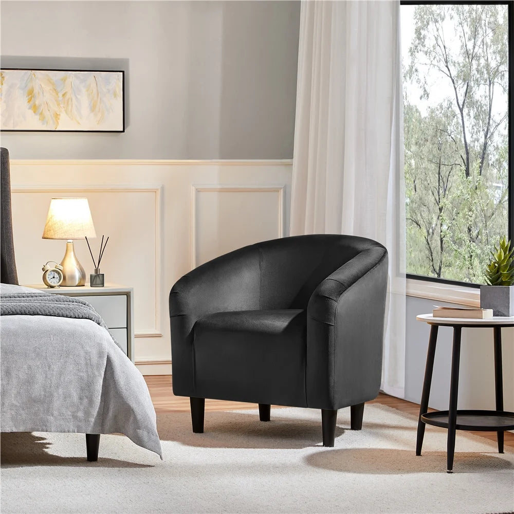 Alden Design Upholstered Barrel Accent Chair for Livingroom, Yellow Velvet