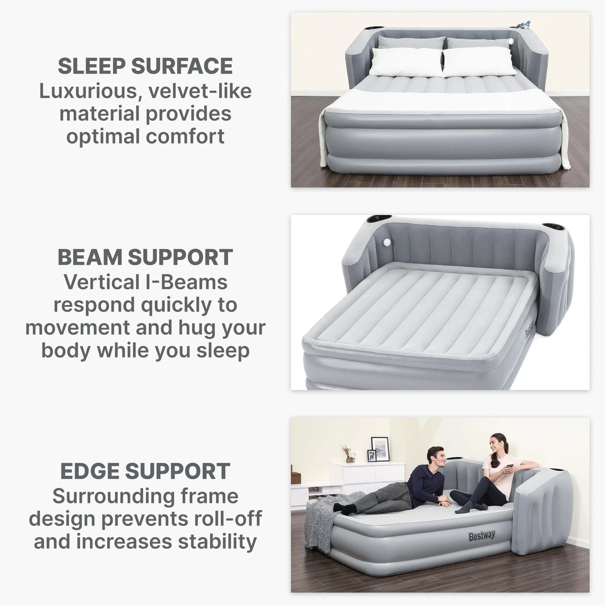 Bestway Wingback 17" Queen Air Mattress with Built-in Pump