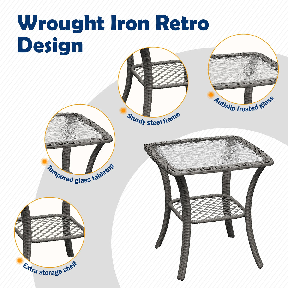 ELPOSUN 3-Piece Outdoor Rocking Chairs, Wicker Patio Furniture with Thickened Cushions and Table for Porch