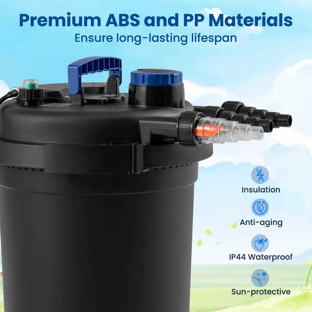 Costway Pond Pressure Bio Filter 4000GAL W/ 13W UV Sterilizer Light 10000L Koi Water