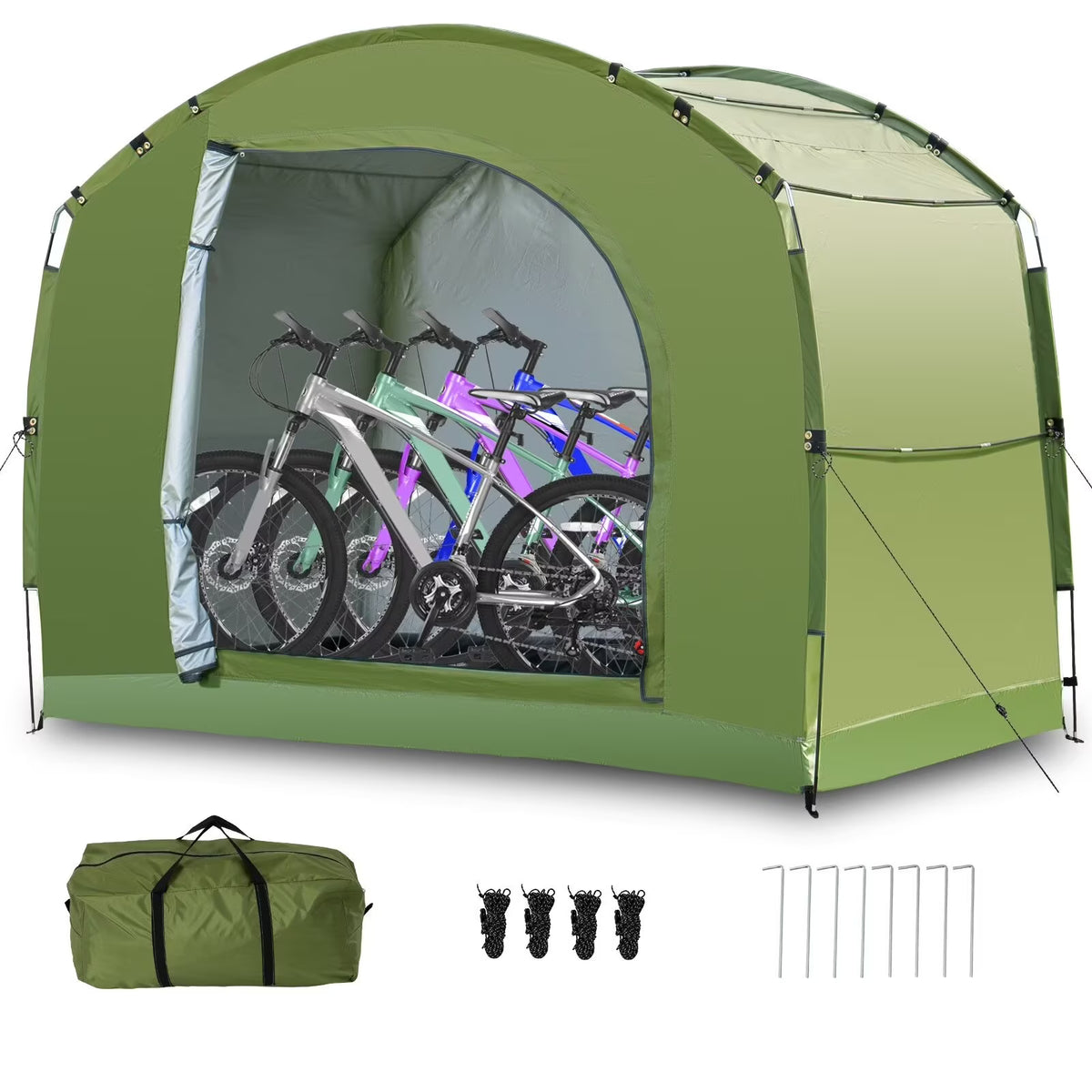 NAIZEA Large Bike Storage Tent, 47" Depth Storage for 6 Bikes Waterproof Outdoor Bicycle Cover, Lawn Mower Garden Tools Shed, Backyard Storage Room Tent Shelter W/Fixing Peg & Rop