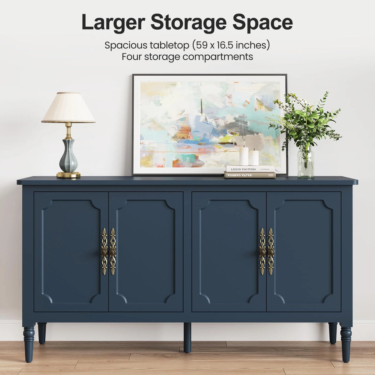 CozyHome Mid Century Modern Sideboard Buffet Cabinet with Storage, 58'' Console Cabinet, Green
