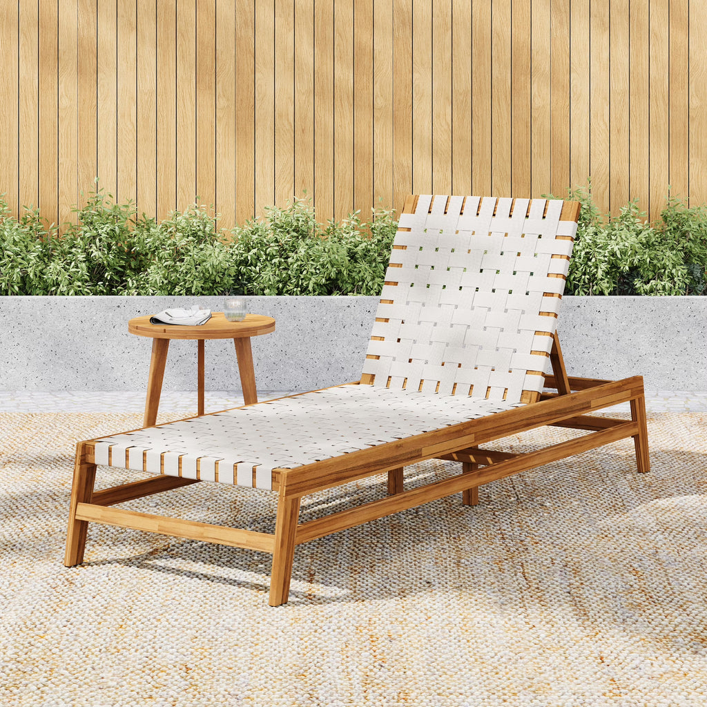 Christopher Knight Home Outdoor Wood Chaise Lounge Chair, Adjustable 4-Position Recliner with Rope Seat, Teak