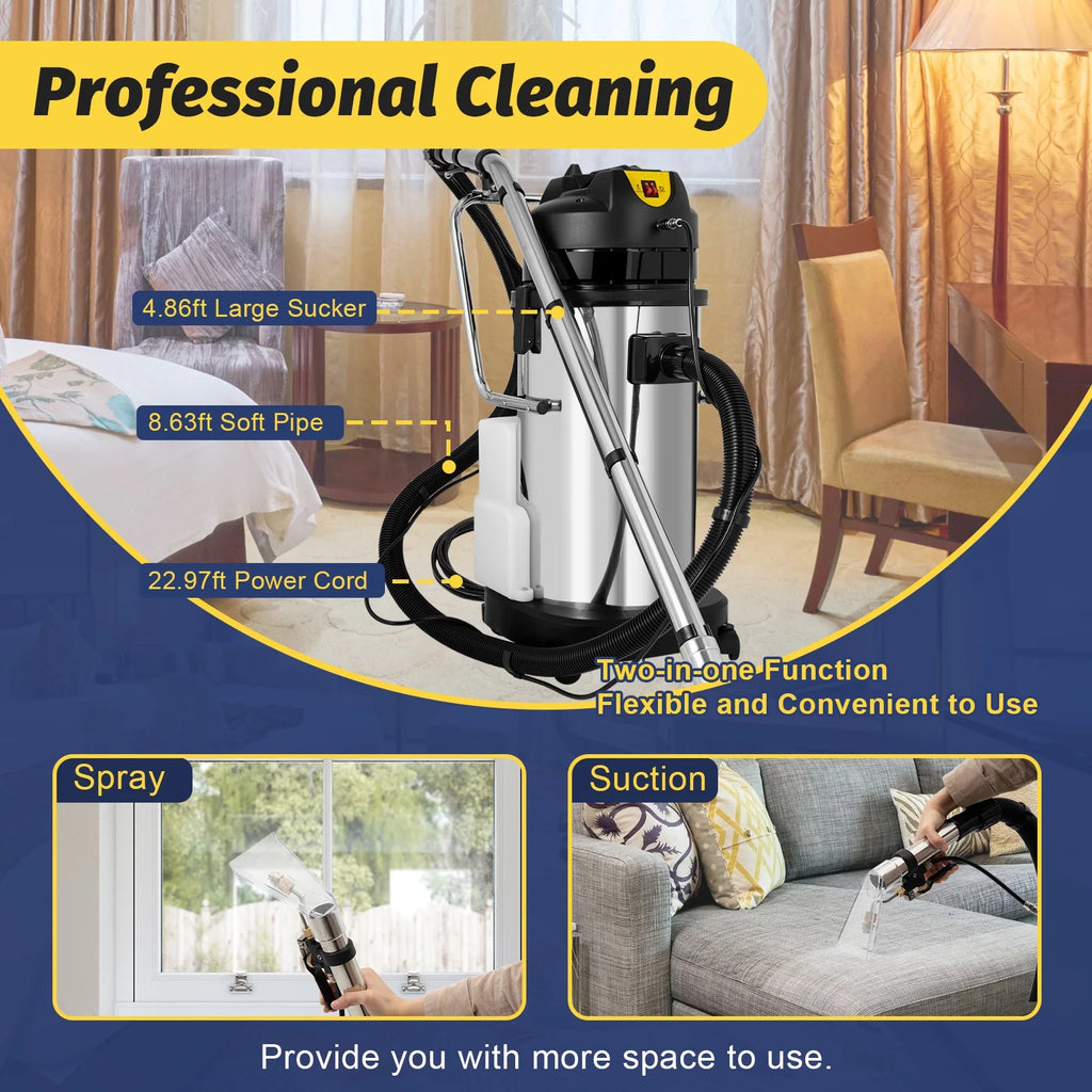 60L Commercial Carpet Cleaner Extractor 3 in 1 Cleaning Machine Vacuum Cleaner