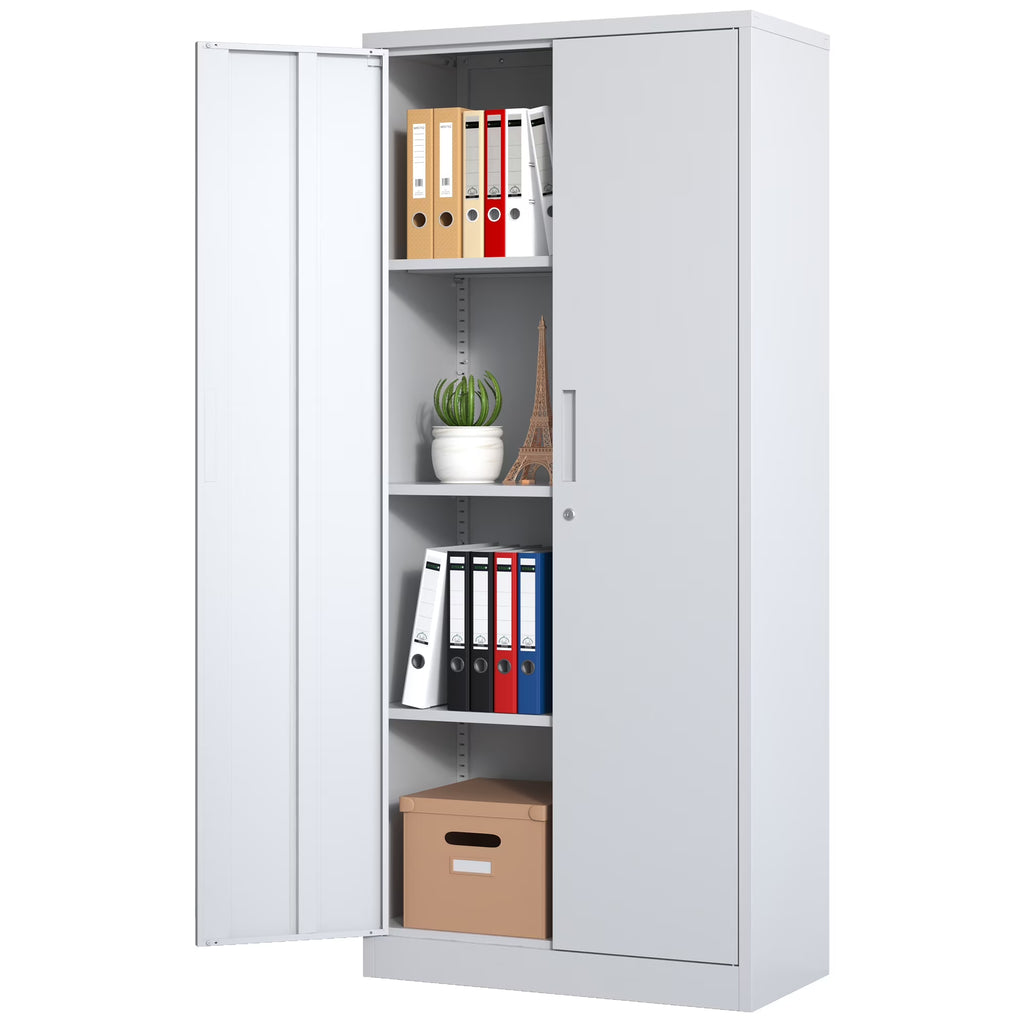 Garage Storage Cabinet with Doors and 4 Adjustable Shelves, Alvantor 72" Tall Metal Garage Cabinet , Lockable Tool Storage Cabinets for Garage, Home, Office Black