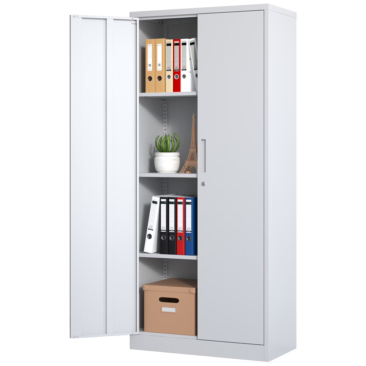 Garage Storage Cabinet with Doors and 4 Adjustable Shelves, Alvantor 72" Tall Metal Garage Cabinet , Lockable Tool Storage Cabinets for Garage, Home, Office Black